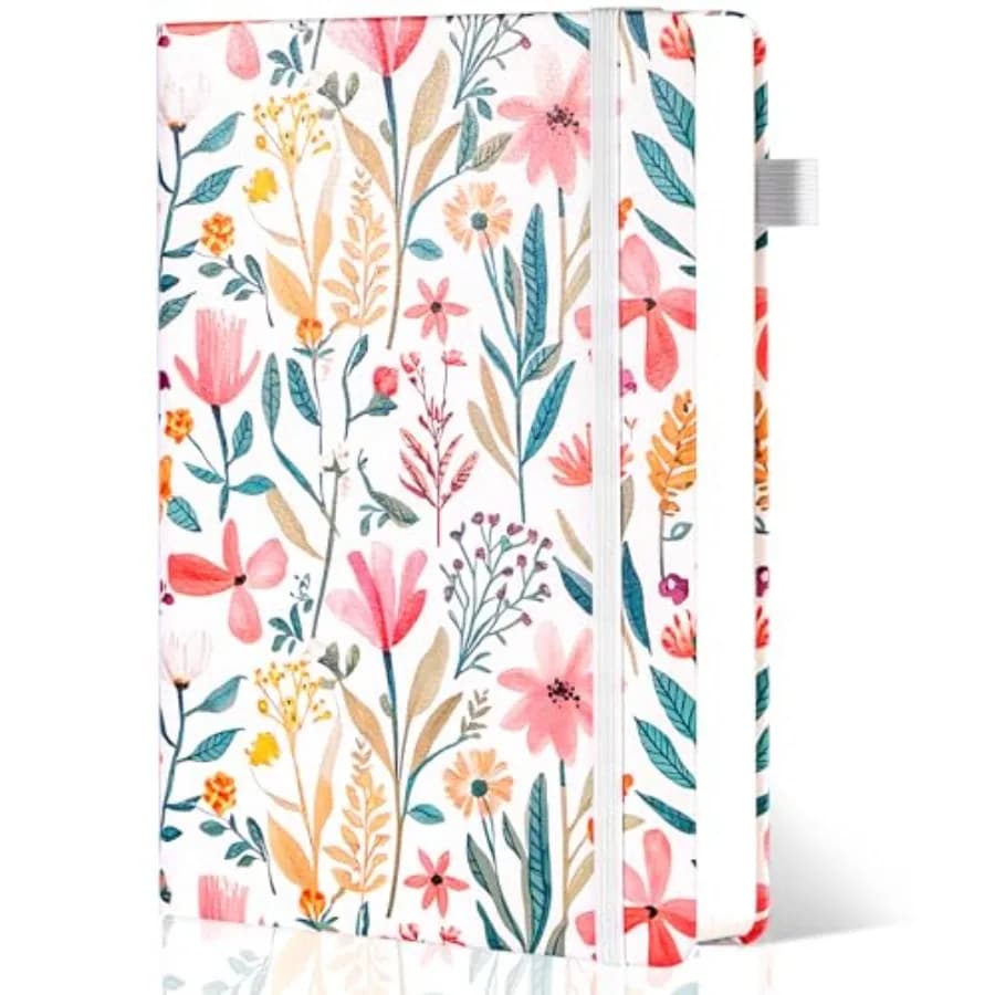 Floral Lined Journal for Women A5 Hardcover Leather Journal Notebook with 320 Pages, 100GSM Paper, College Ruled Notebook, Jour