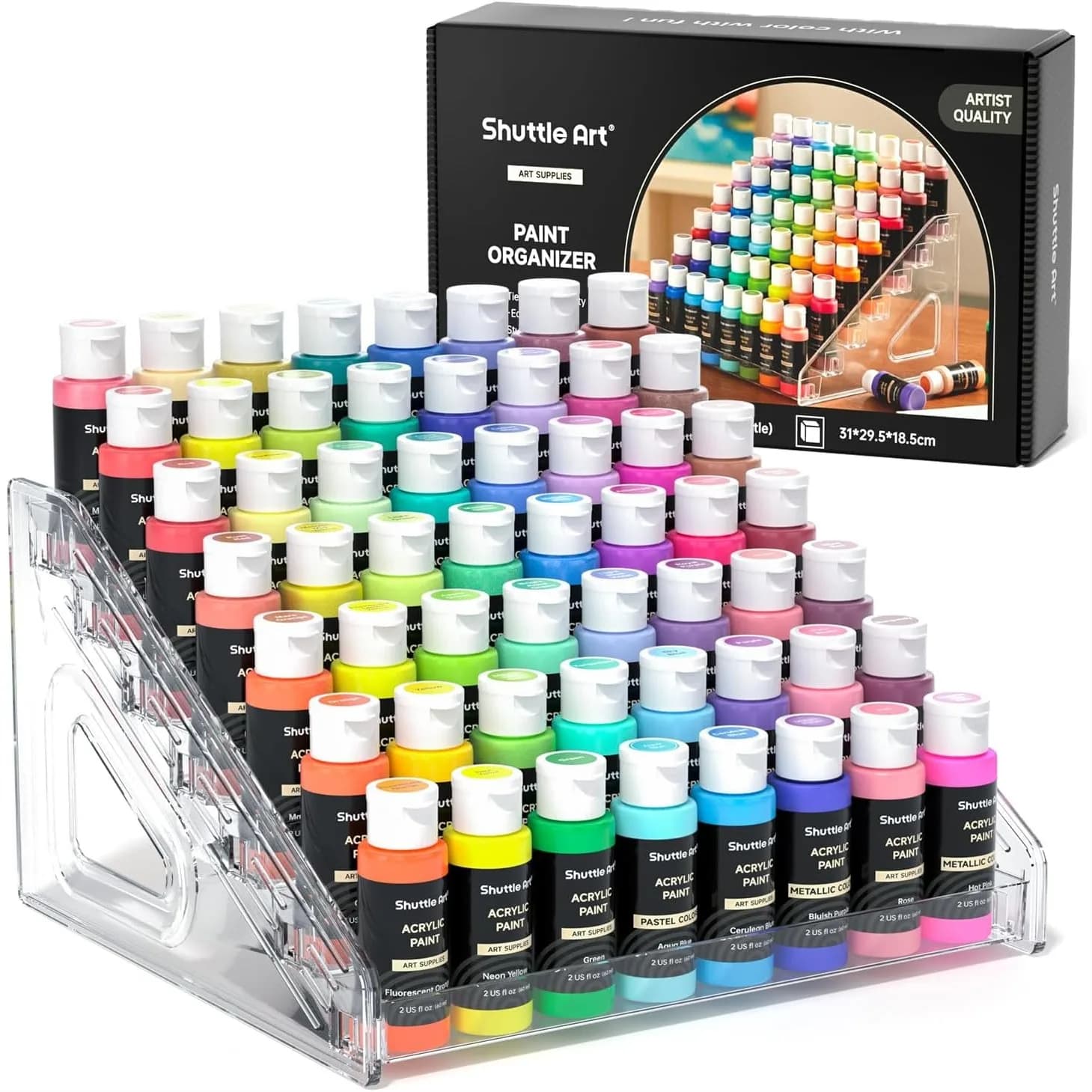 Organizzatore per colori acrilici a 7 strati con design a incastro per materiali artigianali e smalti per unghie