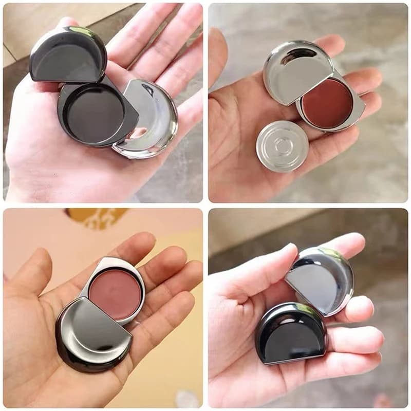Contenitore vuoto in metallo magnetico portatile a forma di luna da 5ml per crema Rouge cosmetici ombretto balsamo per le labbra custodia per profumo solido fai da te