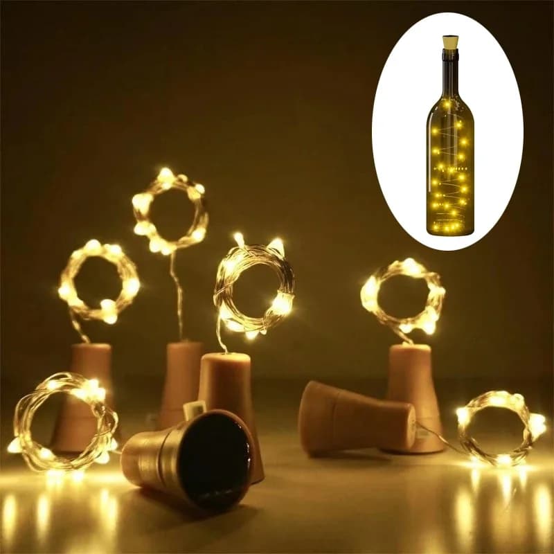 Luce solare della stringa della bottiglia di vino 20 LED Lucine solari in filo di rame Lampada natalizia a forma di sughero per la decorazione del giardino della festa nuziale