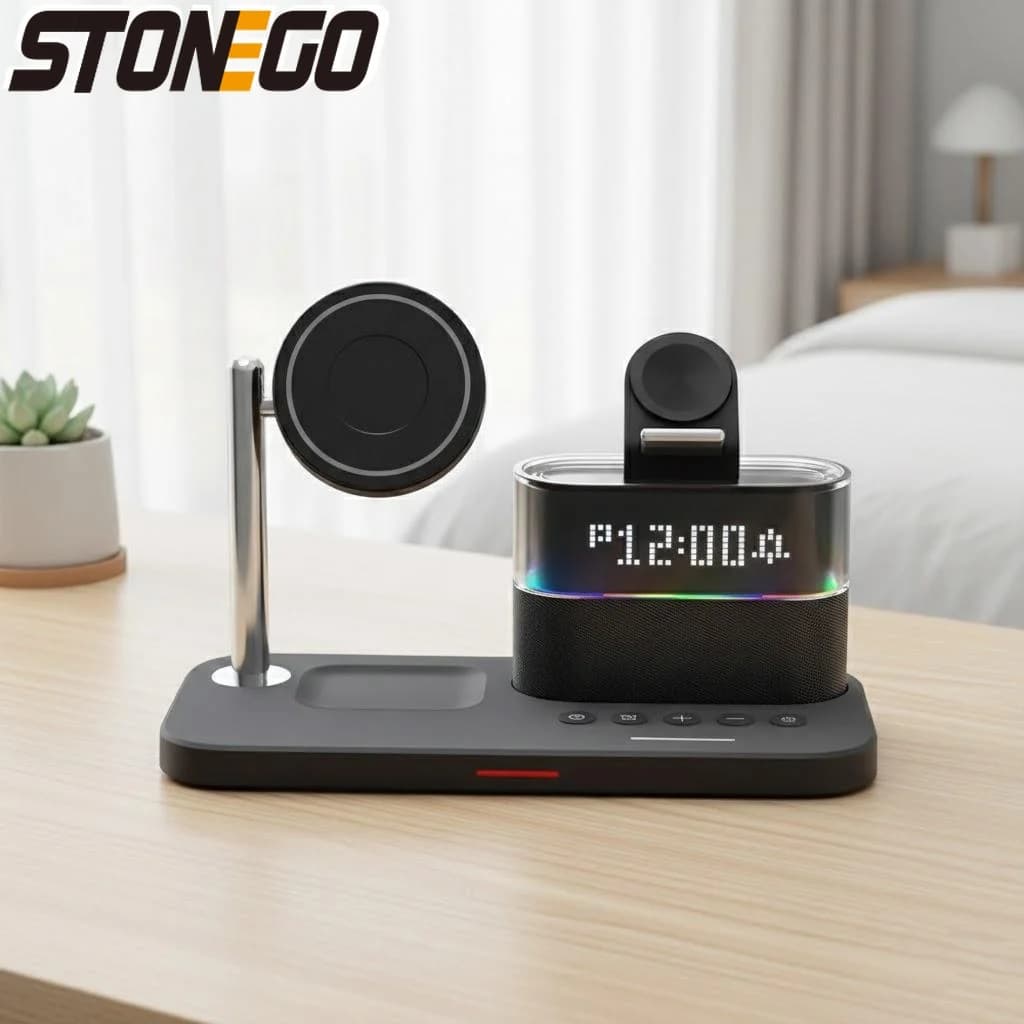 Base di ricarica wireless magnetica 5 in 1 da 15W per iPhone, iWatch, AirPods, Samsung Galaxy, ricarica rapida wireless.