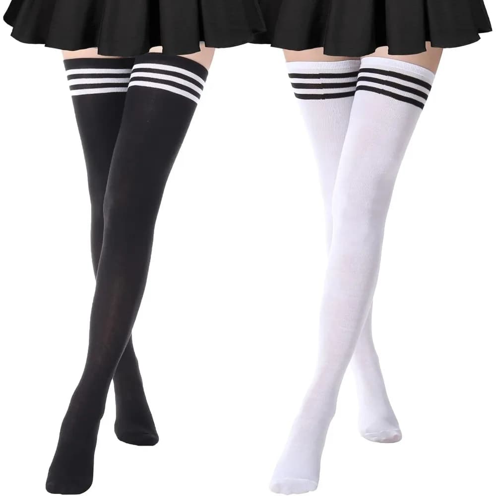 Calze a Righe Extra Lunghe da Donna, Calze Sottili Sopra il Ginocchio e Calze Lunghe per Moda e Uso Quotidiano