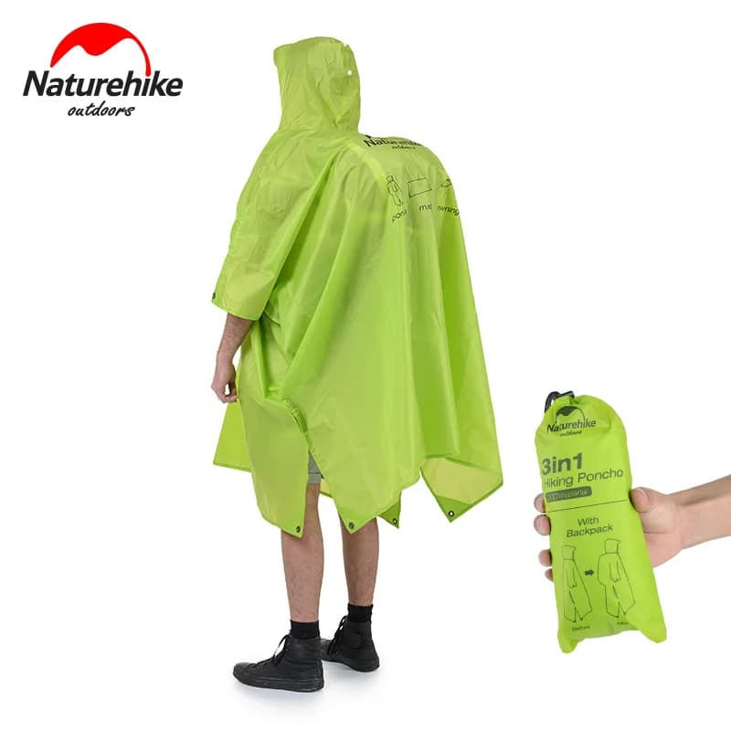 Naturehike Outdoor 3 in 1 waterproof with hood waterproof rain poncho motorcycle rain cover camping hiking travel rain curtain