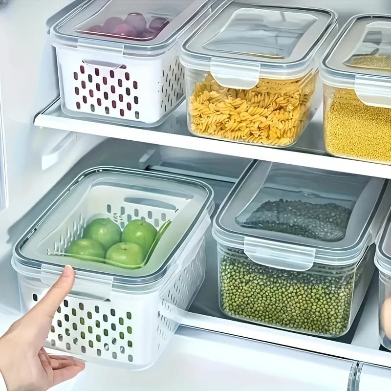 Set di 4 Contenitori per Alimenti Ermetici - Scatole Impilabili per Preparazione Pasti - Adatte per Frutta, Verdura, Carne e Cereali