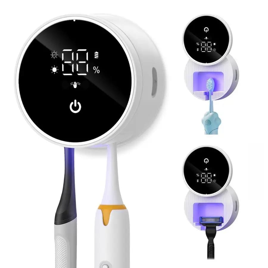 Wall mounted UV toothbrush holder, electric shaver brush holder, LED smart screen, with AutoInductive C