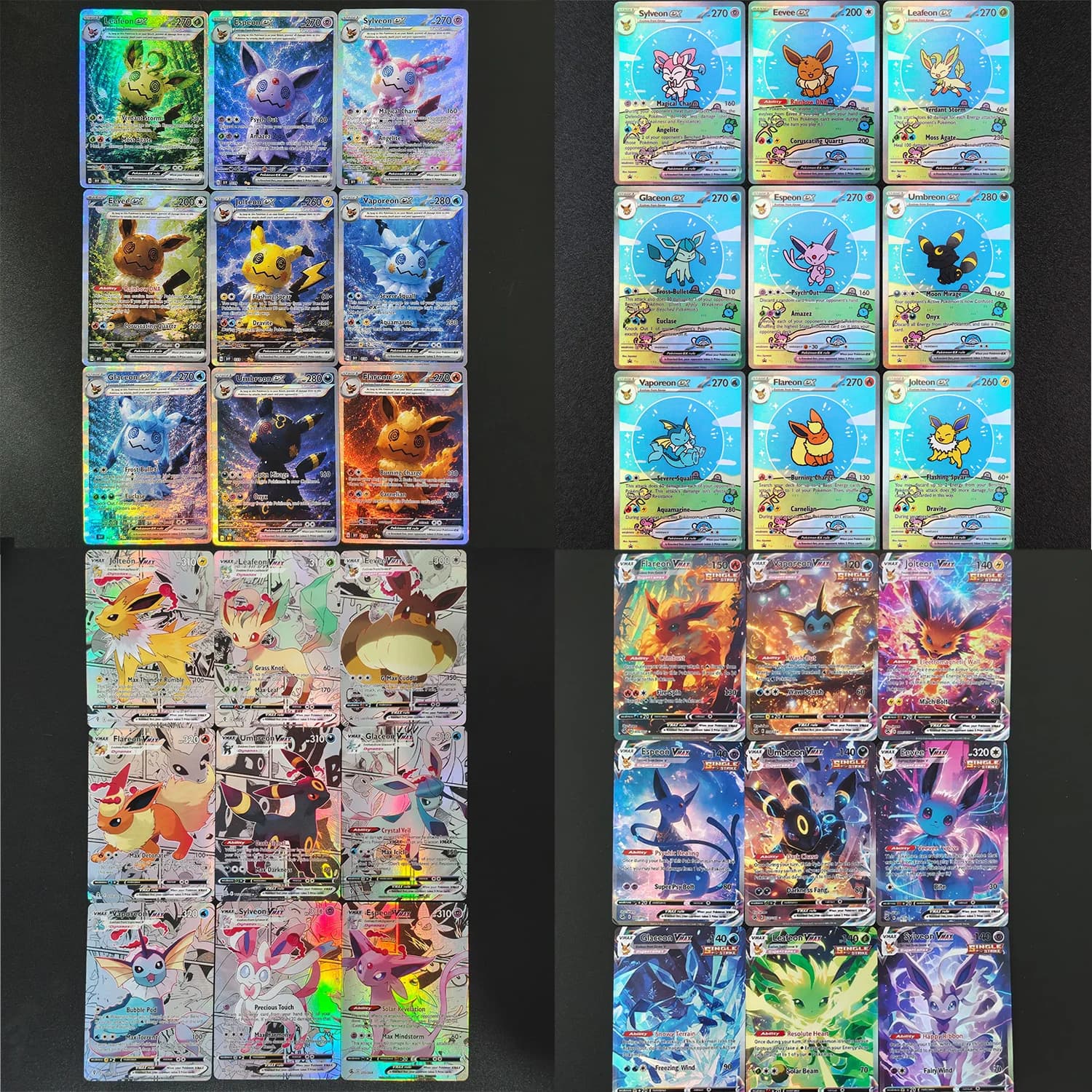 Homemade TCG Pokemon English Umbreon Espeon Sylveon Flareon Leafeon Glaceon Jolteon Eevee Vaporeon Game Collection Card Toy