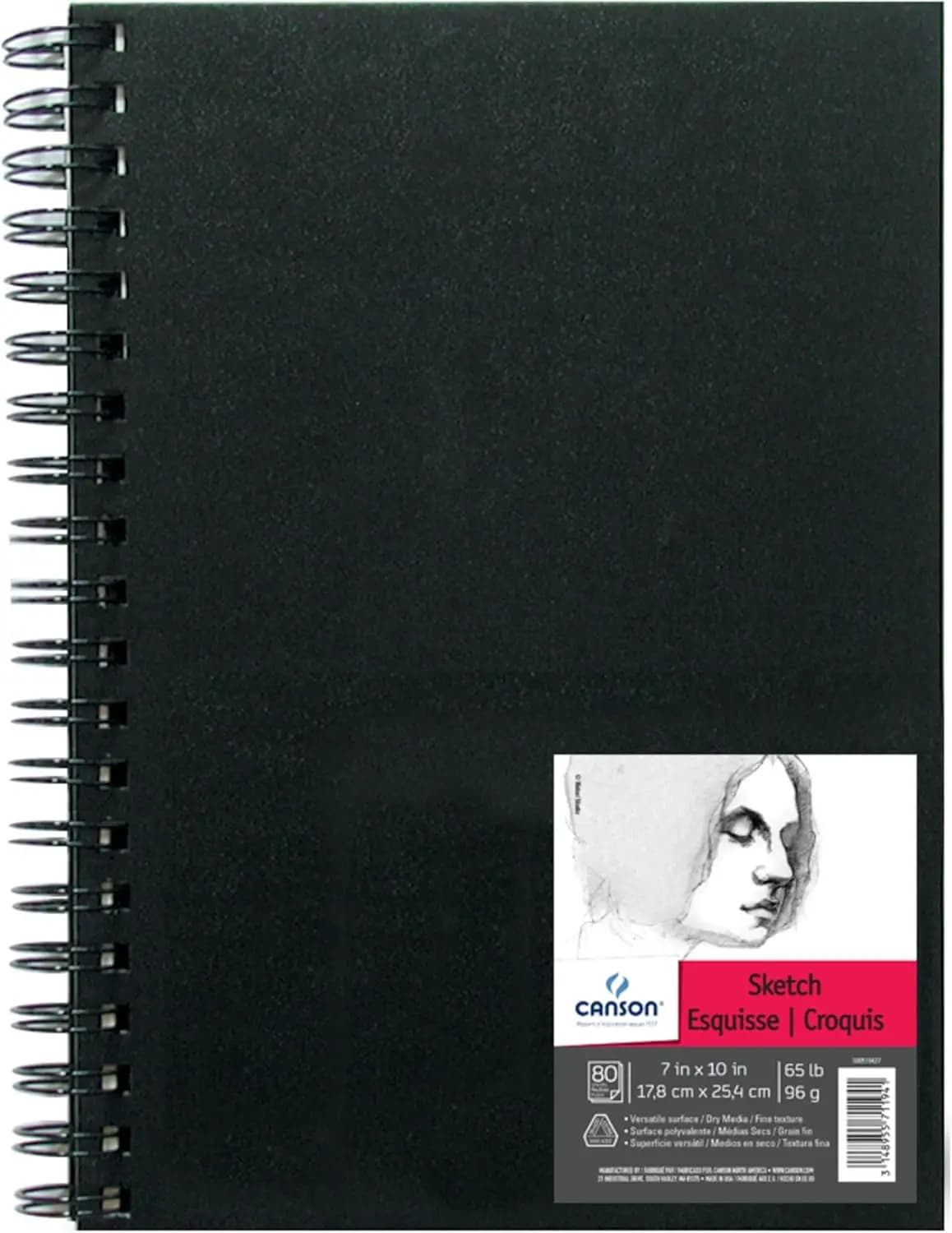 Wirebound Sketchbook 7x10, 80 Sheets, 96g Acid-Free Paper for Pencil & Charcoal