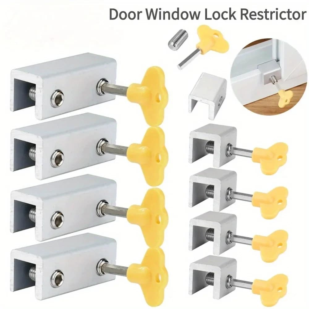 2-4PCS Finestra Regolabile Blocco Fermacorda e ganci Serrature di Sicurezza Limitatore per I Bambini Del Bambino Non Punch Porta Scorrevole Finestra Limite di Blocco Hardware