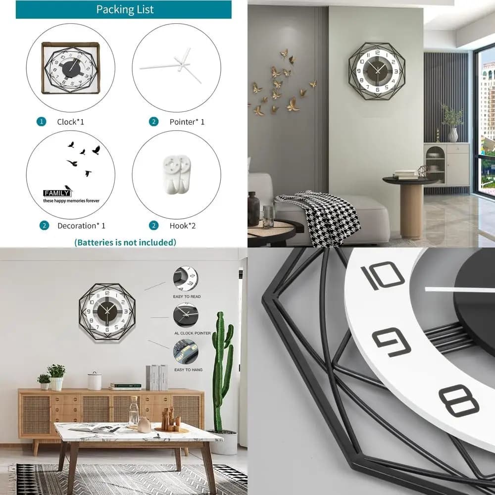 Home, Living Room, Kitchen & Bedroom, 20 Inch Battery Silent Wall Clock