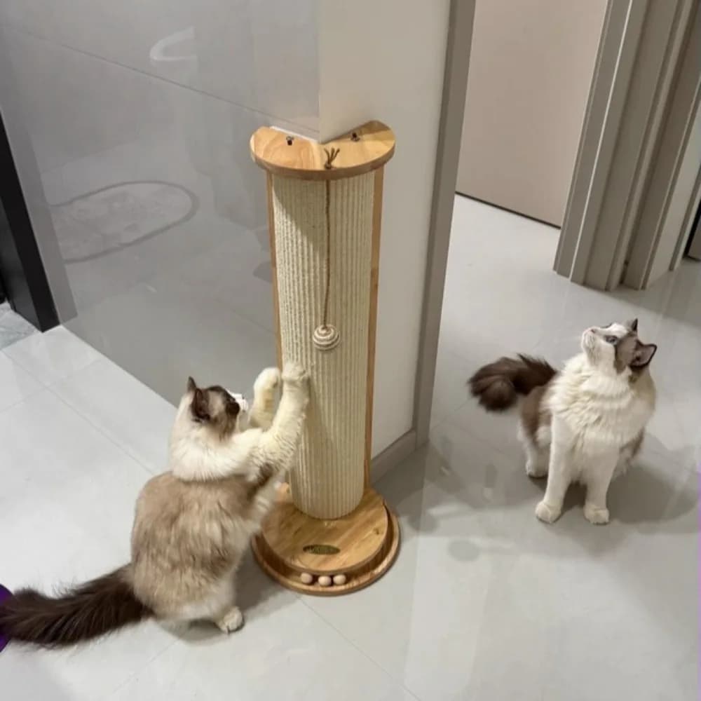 Tiragraffi per Gatti in Sisal con Giocattoli Interattivi, Albero per Gatti da Interno ad Angolo, Protezione Resistente all'Usura per Mobili, Prodotti per Animali Domestici