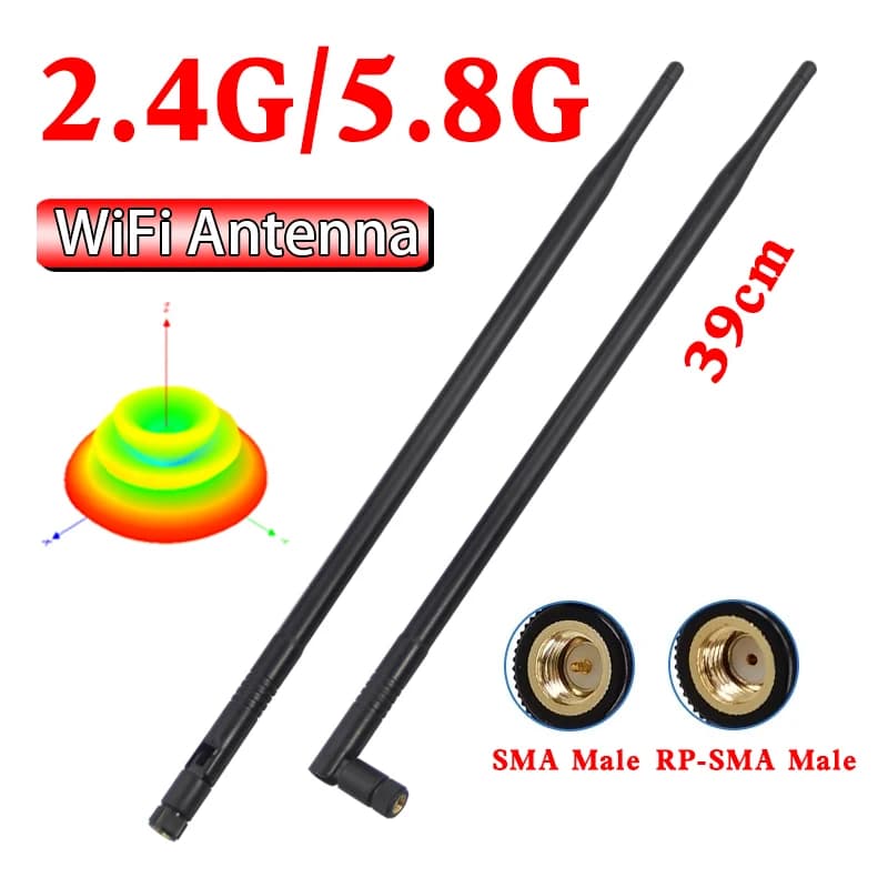 2.4GHz 5.8GHz WiFi Antenna 12dBi SMA Male Router PC Motherboard Signal Booster Wireless Bluetooth Antenna for Strong Coverage