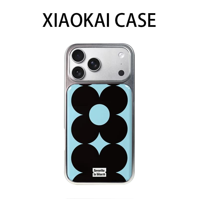 Custodia per telefono Ins coreana blu nera con fiori per iPhone 17 16 15 14 13 12 11 Pro MAX 16E XR XS XSMAX 7 8 Plus Y2K antiurto