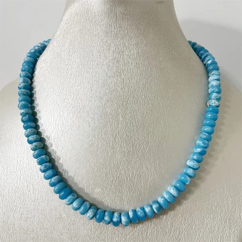 5*8MM Larimar Jade Ocean Sea Marine collana Retro Bohemian Geometric maglione catena abbigliamento accessori in pietra blu