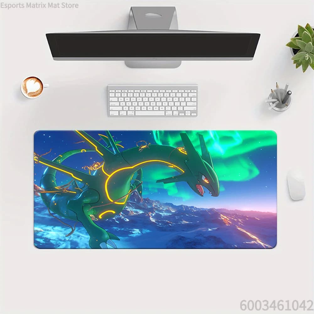 Tappetino per mouse da gioco grande ed esteso Anime Pokemon Rayquaza, tappetino da scrivania impermeabile e antiscivolo per computer, laptop, ufficio, casa