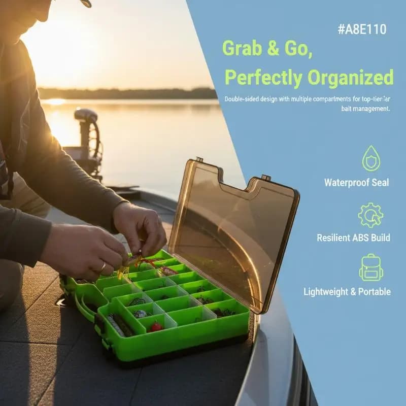 【ST】Fishing Tackle Box Double Layers with Lock Convenient Bait Storage Solution