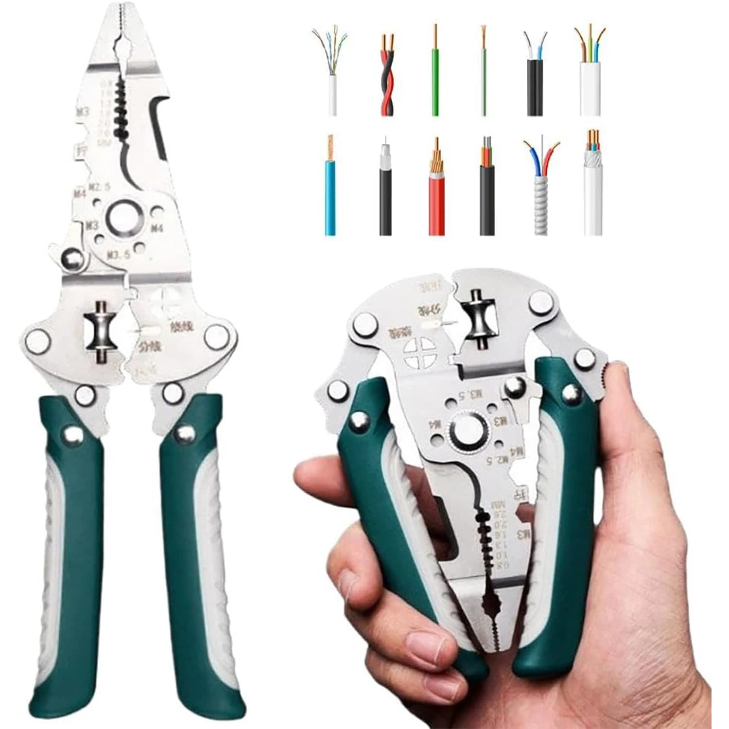 Foldable Stripper 18-in-1 with Crimping Function - Multifunction Grip for Electricians, Professional Tools for Electricians | Compact and foldable design for secure connections and DIY projects