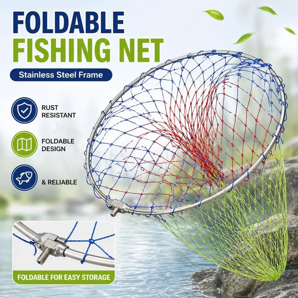 40cm 50cm Fishing Net Folding Fishing Brail Landing Net Ultra Light Titanium Alloy Deepening catching Net Tool Accessorie