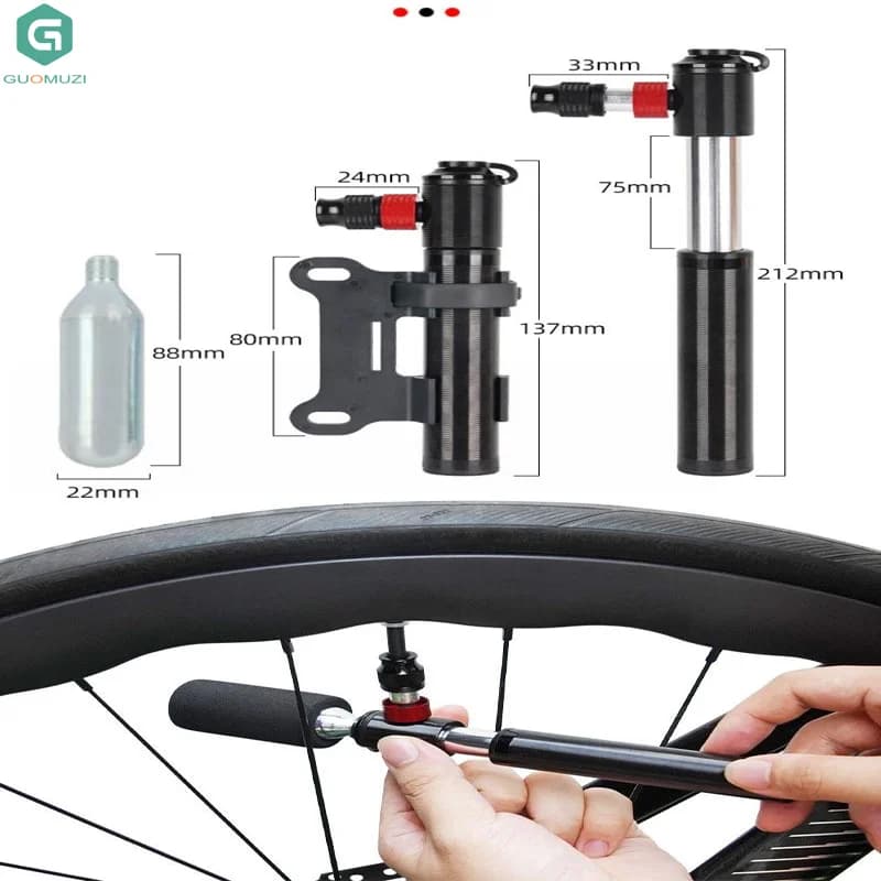 1 set di gonfiatori portatili per pneumatici da bicicletta, mini pompa per bici extra mini, valvole con ugello a scatto in lega di alluminio da 100 PSI per Presta/Schrader/Clik