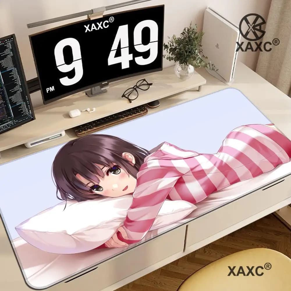 Tappetino per mouse Anime Girl Katou Megumi, tappetino per tastiera grande, tappetino per mouse da gioco in gomma antiscivolo, tappetino per mouse per laptop