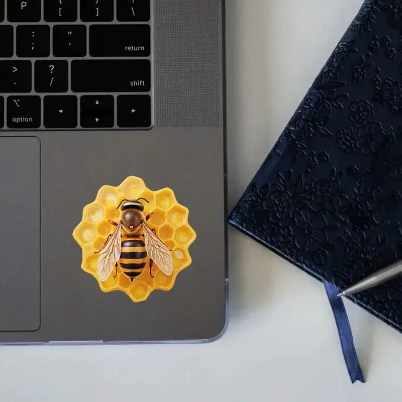1Pc Honeybee & Honeycomb Vinyl Sticker Waterproof Irregular Shape Decal for Car Windows Laptop Helmet Skateboard