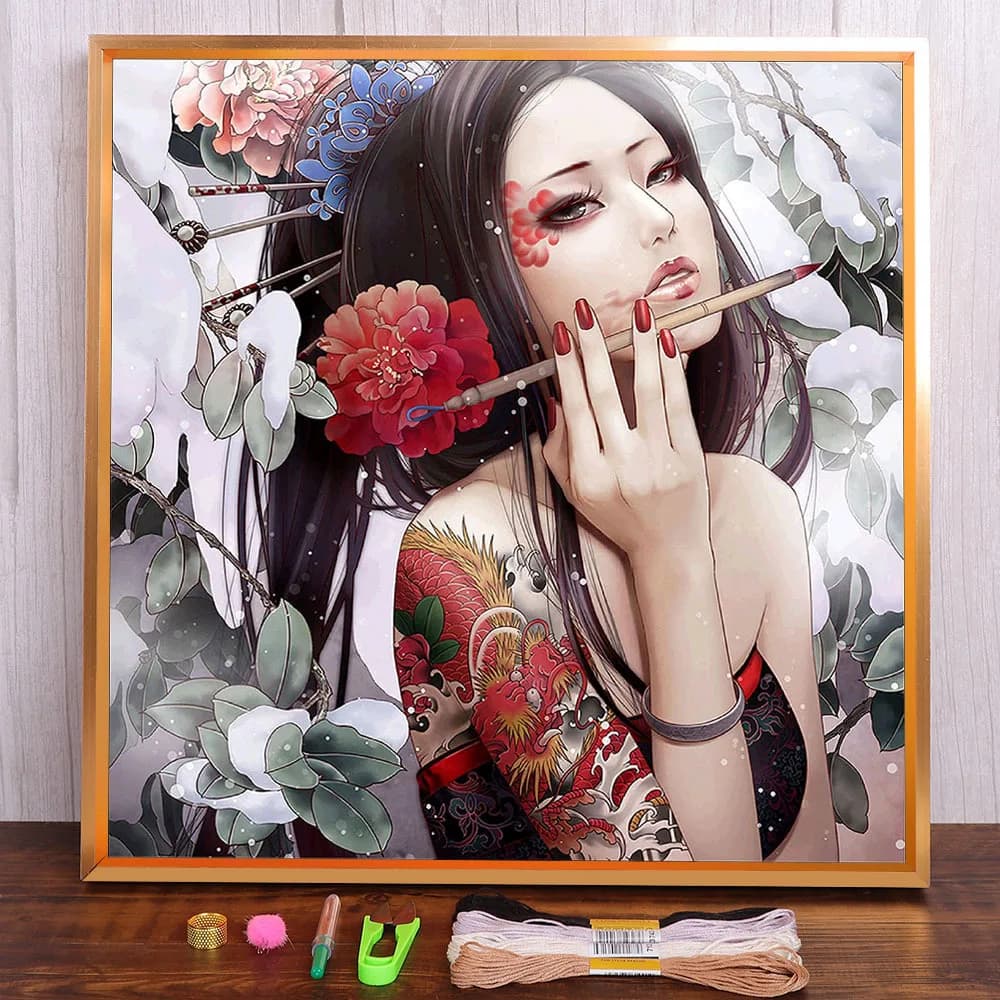Beauty Women Printed 11CT cross-stitch Kit da ricamo fai da te fili DMC cucito a maglia cucito confezione regalo fatta a mano Decor