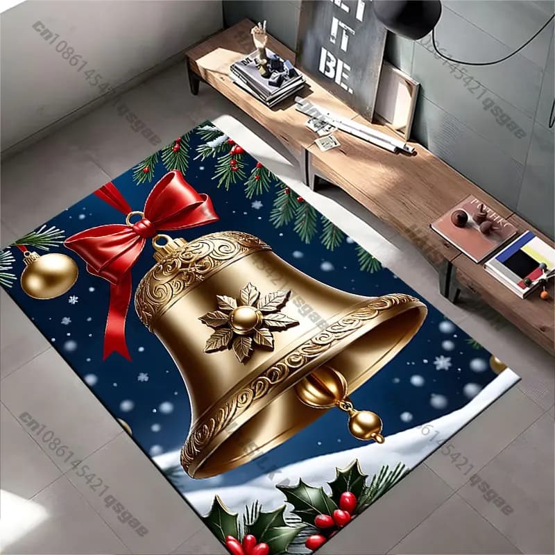 Golden Christmas bell-shaped carpet, yoga mat, decoration for living room, baby cat mat, zerbino, carpet for games