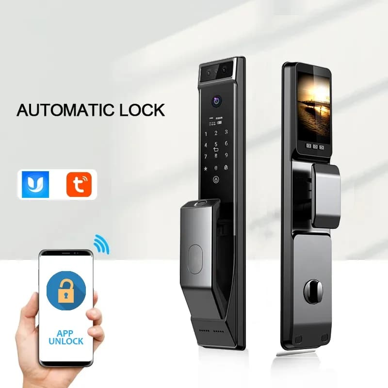 Tuya Smart Security Door Lock Facial Recognition Keyless Entry Wi-Fi Connected Touch Keypad Fingerprint Lock with Code Card