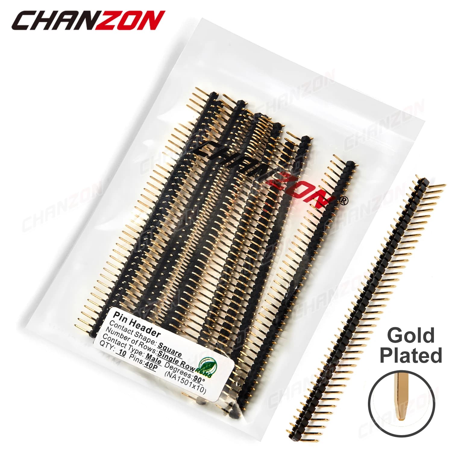 40 Pin Male 2.54mm Pin Folded Corner Header Straight Fila 90 Degrees Connector Ago Gold Plated for Arduino PCB Raspberry
