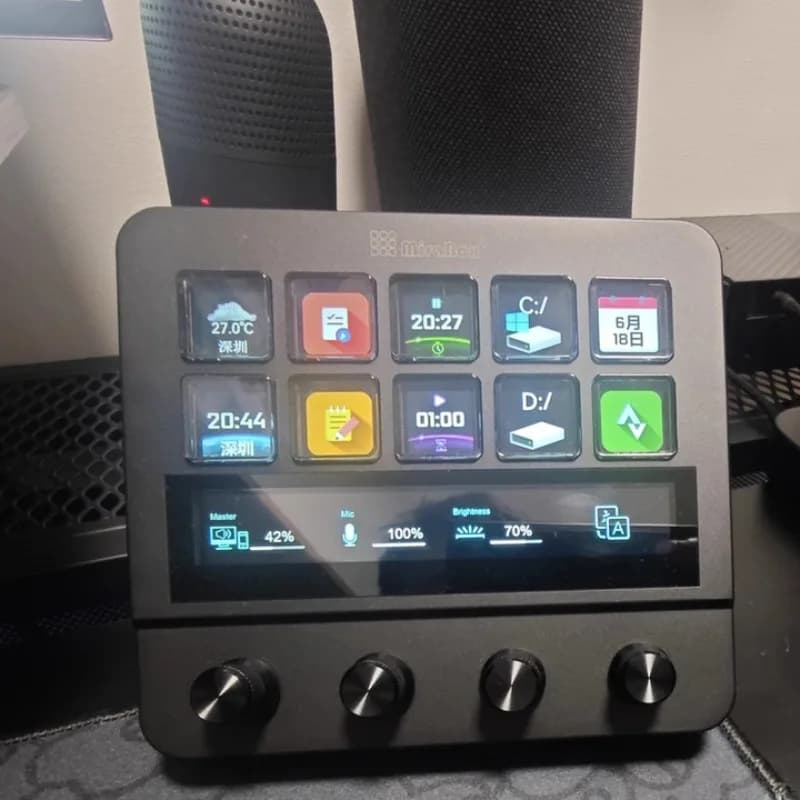 Mirabox N4 Stream Deck con Pulsante a Manopola, Console Creativa per Contenuti Live, Mini Tastierino Streamdeck, Dock Stream Desk Controller