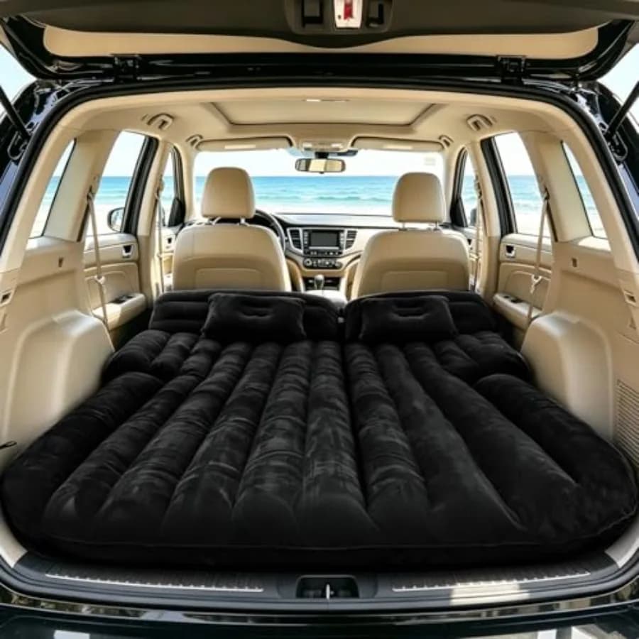 Materasso Gonfiabile per SUV, Letto da Viaggio e Campeggio Rinforzato con 2 Cuscini e Pompa d'Aria, Materasso Portatile per Auto