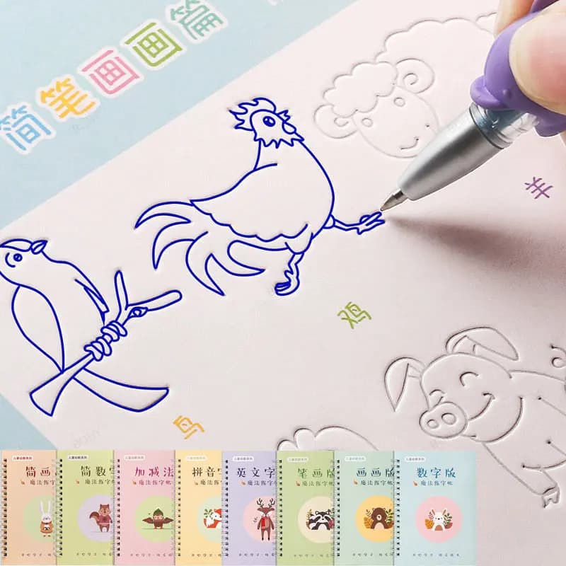 Quaderno Montessori riutilizzabile dipinto a mano magico bambino calligrafia taccuino per bambini scanalatura per bambini scrittura a mano regali di scrittura