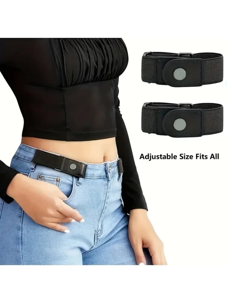 Confezione da 2 Nuove Cinture Elastiche Regolabili per Uomo e Donna, Cintura Elastica alla Moda