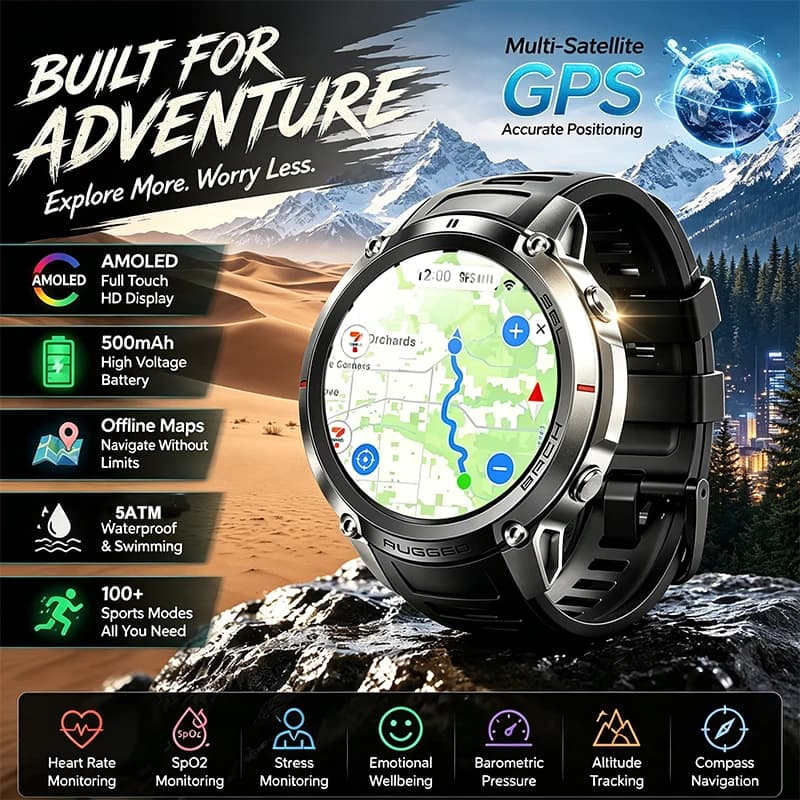 2026 New Smart Watch DM59 GPS Outdoor Sports 6 Satellite Positioning 1.43.AMOLED Screen 5ATM Waterproof Bluetooth Smart Glasses