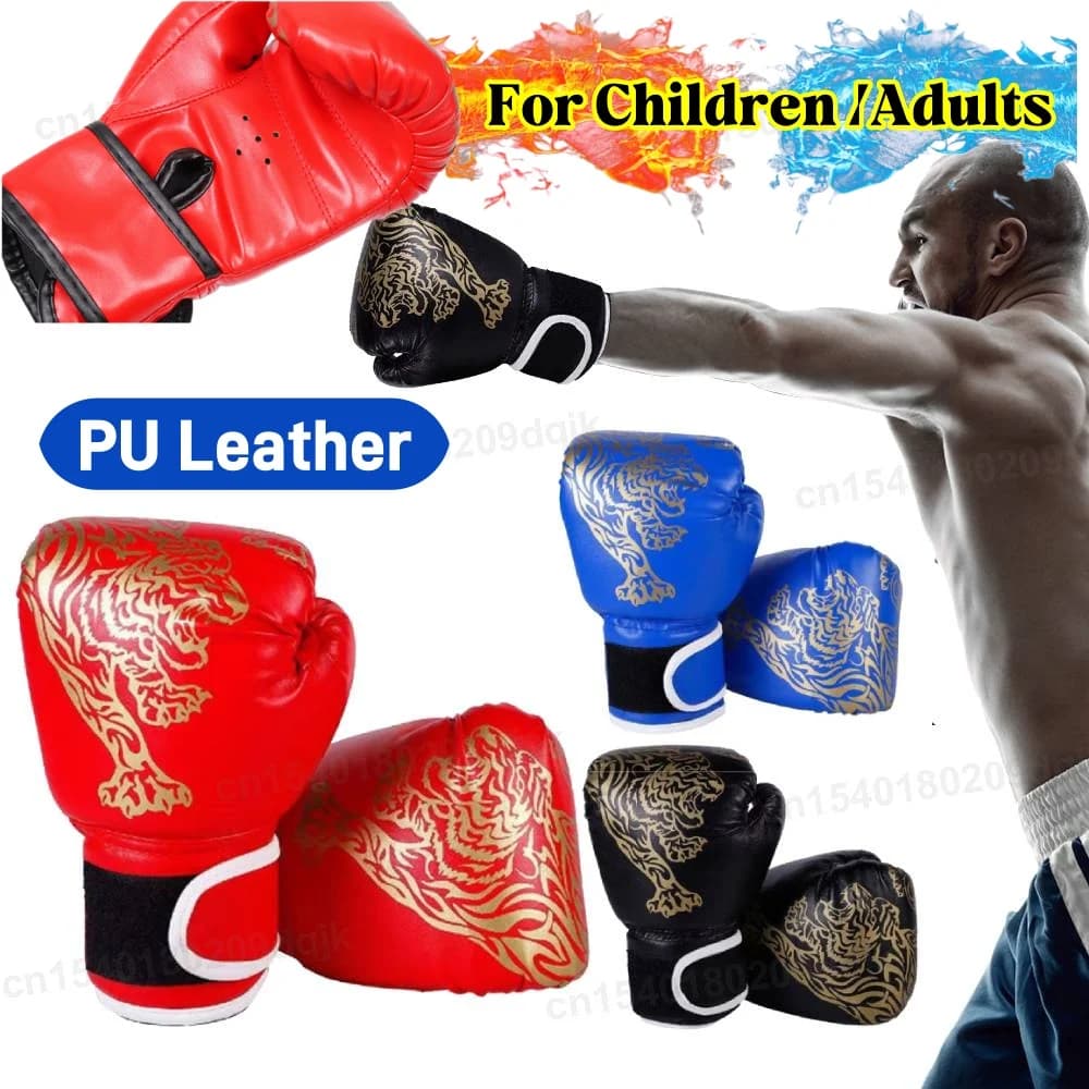 1 pair of punching workout training combat kids exercise gloves adult leather boxing gloves kids train gym glove protection for hands
