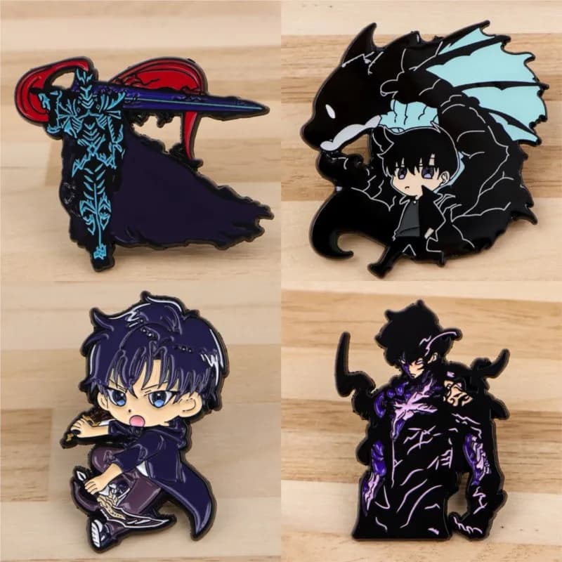 Dark Tone Shadow Monster Sword Q Cartoon Boy Enamel Pins Cool Figure Lapel Brooch Backpack Clothing Daily Outfit Badges