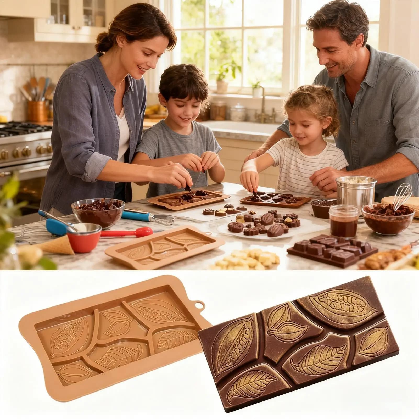 Silicone Chocolate Bar Mold Food Grade Flexible Easy Release Mould Chocolate Silicone Molds For Snacks Desserts Protein Energy