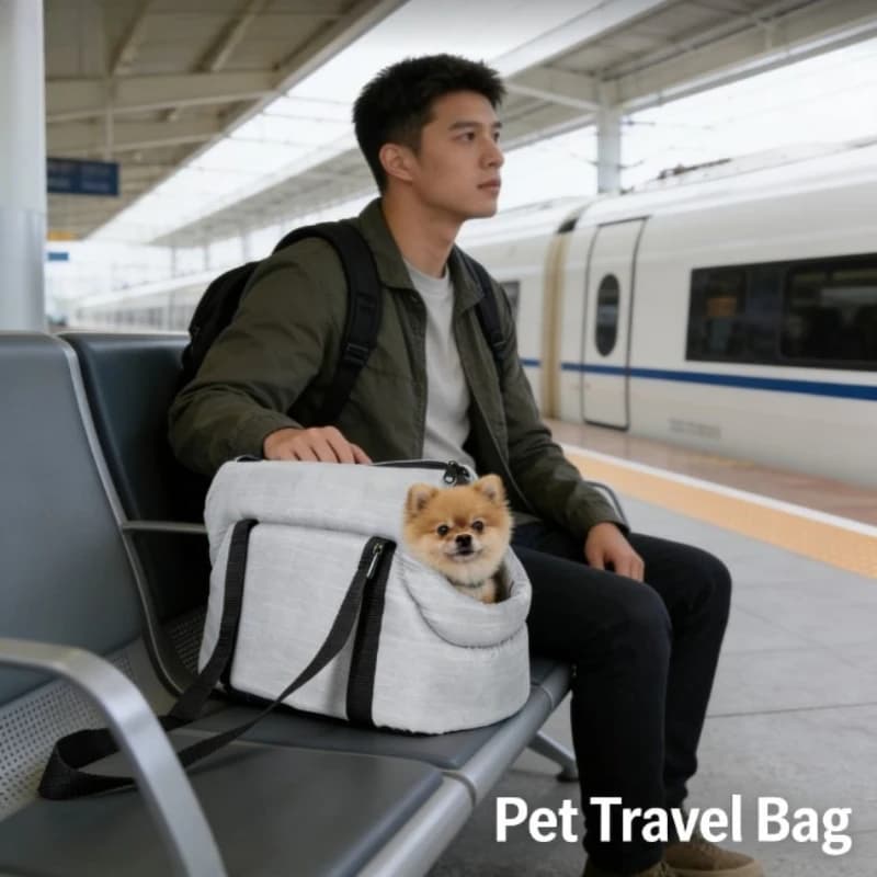 Borsa a Tracolla Pieghevole per Animali Domestici, Zaino Traspirante per Gatti e Cani, Portatile per Uso Esterno e in Auto