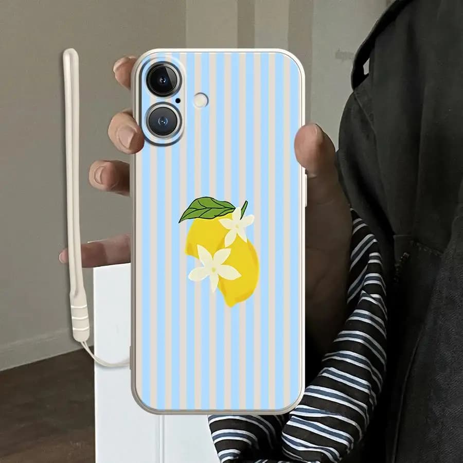 Custodia per iPhone con motivo a righe color limone per Apple iPhone 17 Pro Max Air 15 12 Plus 7 8 XS XR 16 17e 11 13 Mini