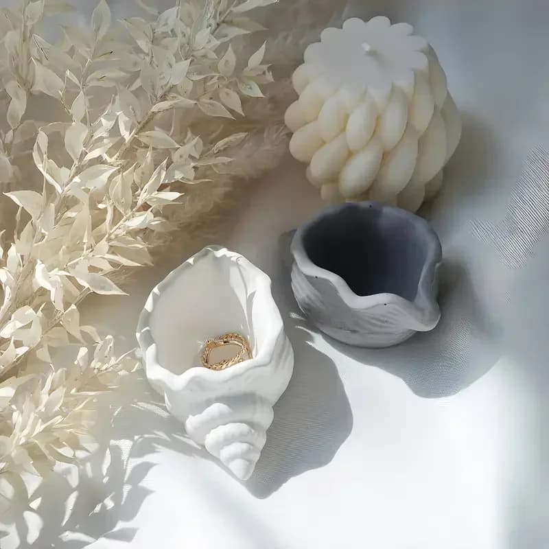 Stampo in silicone per candele profumate a forma di conchiglia, vaso fai da te a forma di conchiglia, stampo per scatola portaoggetti in cemento e resina, per la casa
