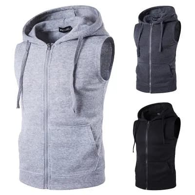 Men's Svel Hoodie Vest 2024 Spring Autumn New Sle Fitn Sports Sweatirt Tank Top Youth Faion Stand Fit