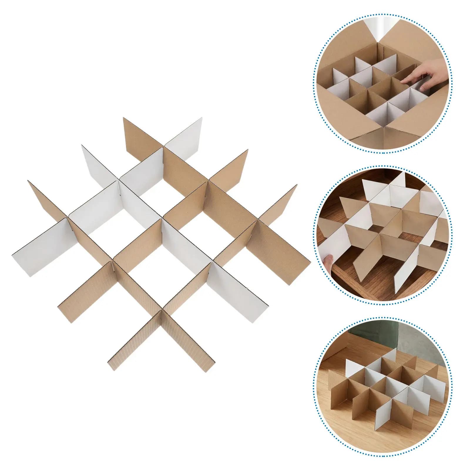 12Pcs Cardboard Box Dividers Inserts 13.19x3.15x0.12in Glassware Separator Grid Packaging Organizer Shipping Storage