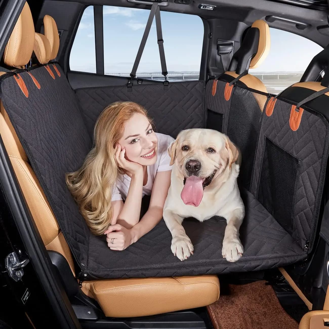 Coprisedile Universale per Cani con Fondo Rigido, Amaca Impermeabile per Animali Domestici per Sedile Posteriore di SUV/Camion