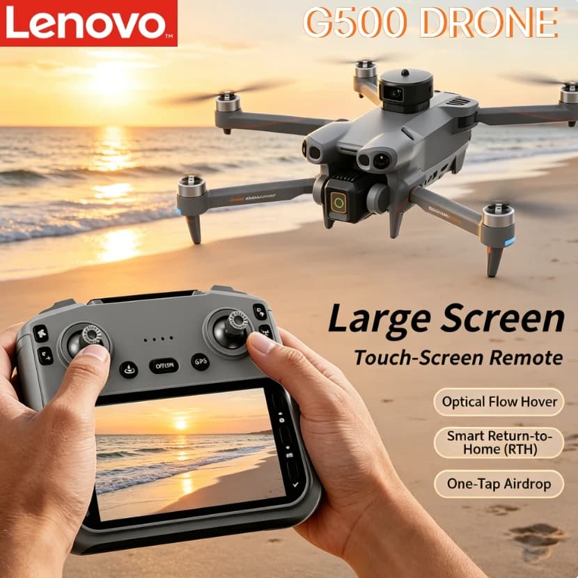 Lenovo G500 GPS Foldable Drone Large Screen Dual Camera Optical Flow Obstacle Avoidance Long Range 5G WiFi FPV Aerial Quadcopter
