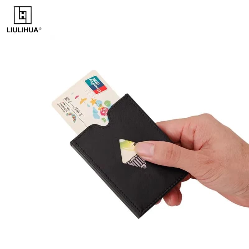 Portafoglio LLHTrifold in pelle con RFID in scacchi e clip di chiusura in acciaio inossidabile