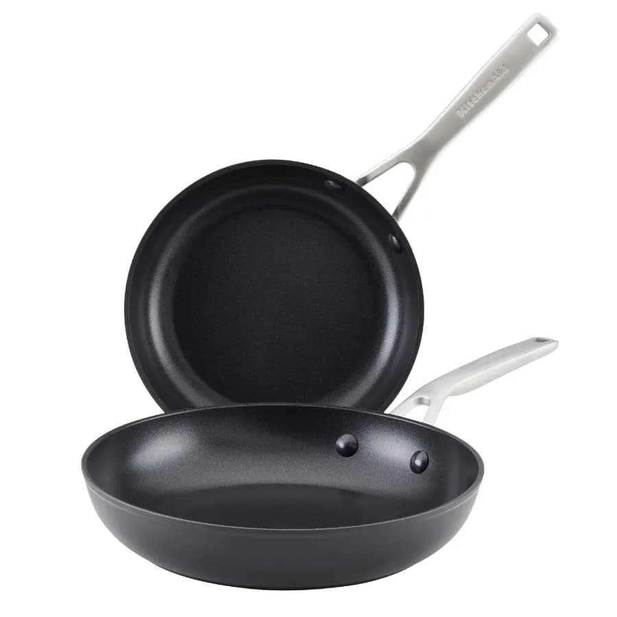 Hard-Anodized 2 Pcs Induction Nonstick Frying Pan Set Dishwasher Safe and Oven Safe to 500°F Matte Black