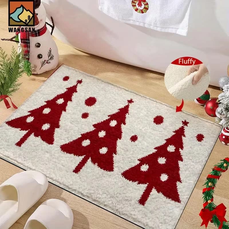 VIKAMA Fake cashmere carpet for Christmas tree, bedside mat for warm and comfortable bedroom, entrance mat, home decoration