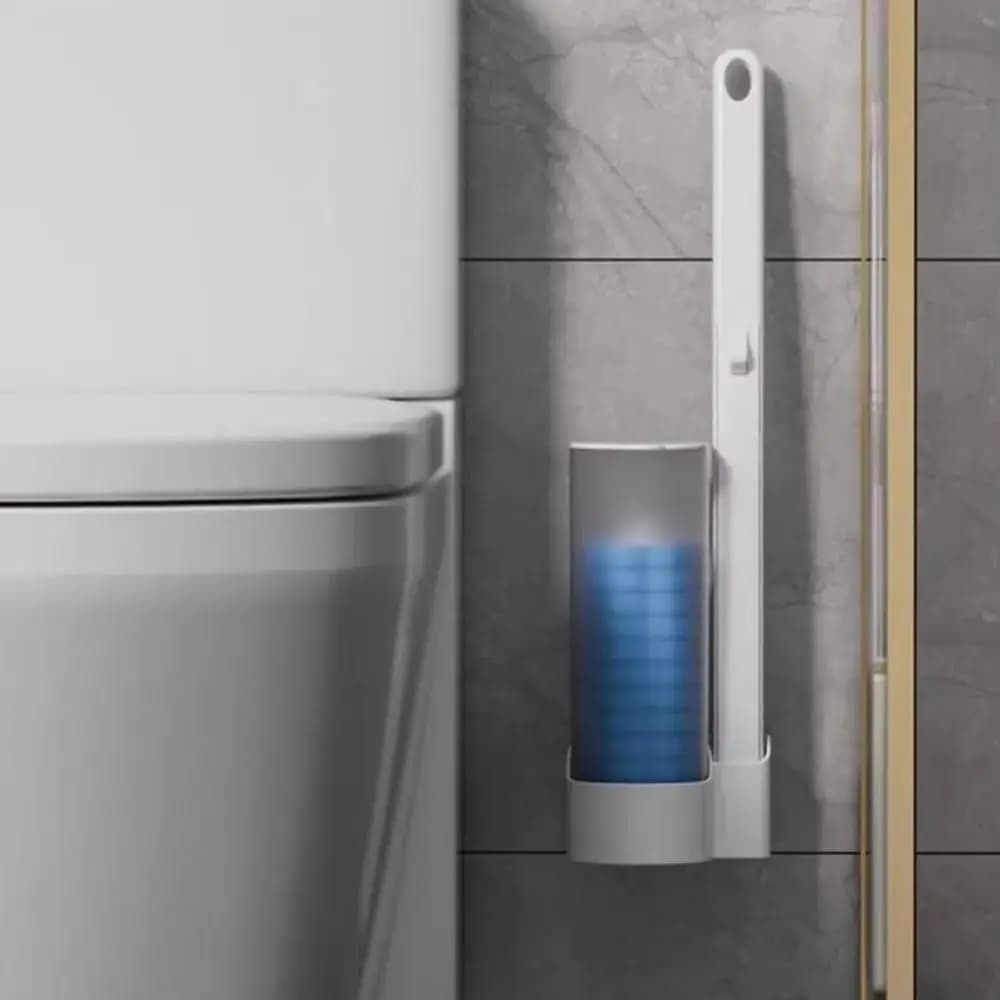 360 ° Pulizia Kit di pulizia per WC Spugne usa e getta Manico lungo Porta scopino per WC 6/36 pezzi Testina di ricambio montata a parete
