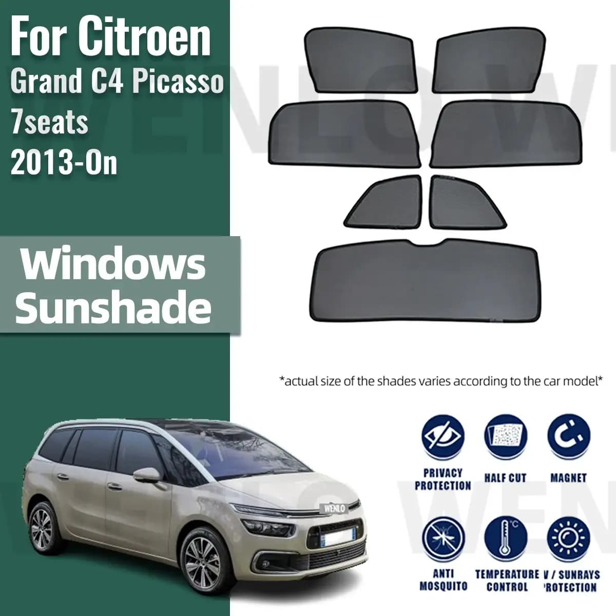 Per Citroen Grand C4 Picasso 7 posti 2013-2023 Tenda per auto Finestra Parasole Coperture Parasole magnetico Visiera solare Accessori auto