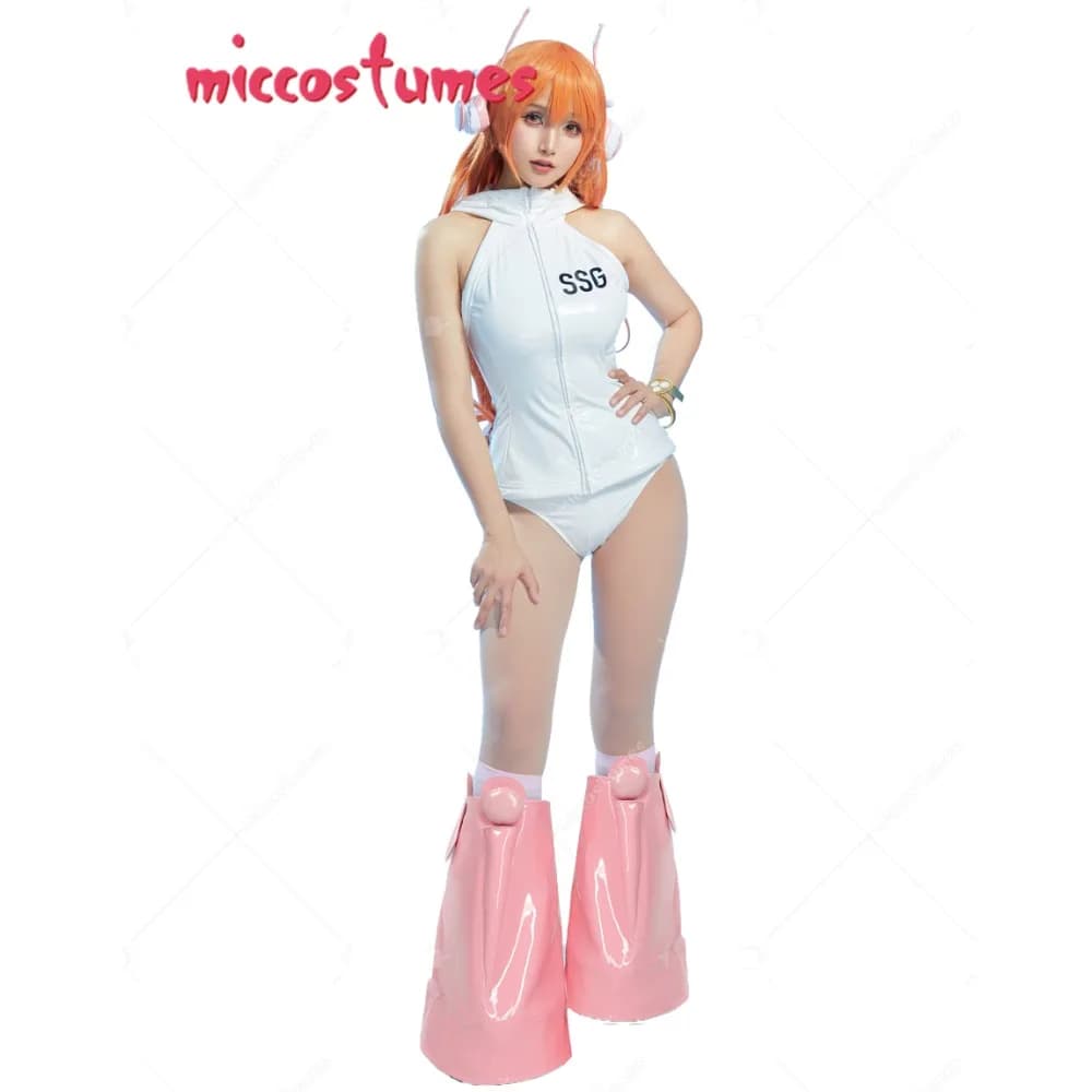 HAIKYUU Costume cosplay anime da donna Egghead Gilet bianco con cappuccio e slip con braccialetto marsupio