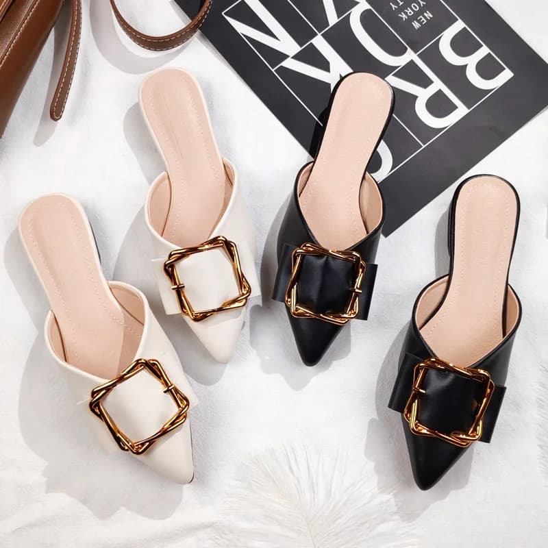2025 Scarpe basse da donna con cuoio capelluto affilato alla moda nuove estive 2025, scarpe Muller da ragazza